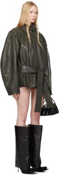 FIDAN NOVRUZOVA Khaki Julia Leather Jacket