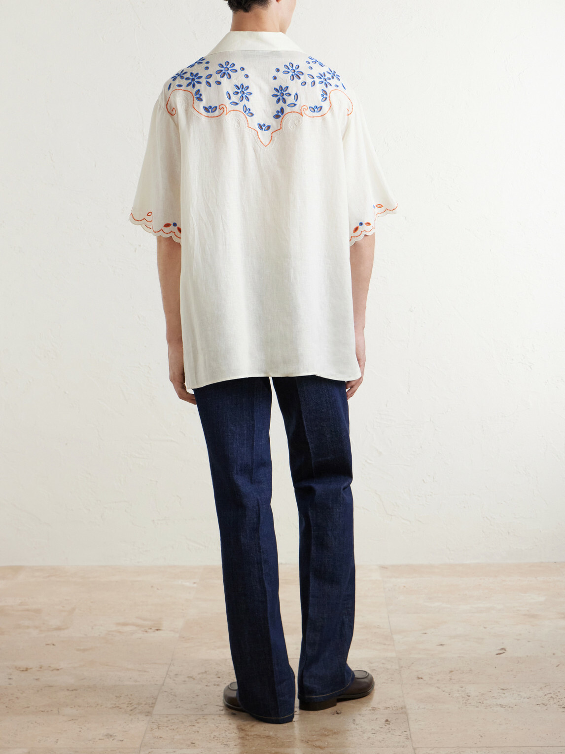 Valentino Garavani - Camp-Collar Embroidered Linen Shirt - Neutrals