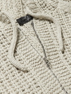 Rag & Bone - Logo-Embroidered Ribbed-Knit Zip-Up Hoodie - Gray