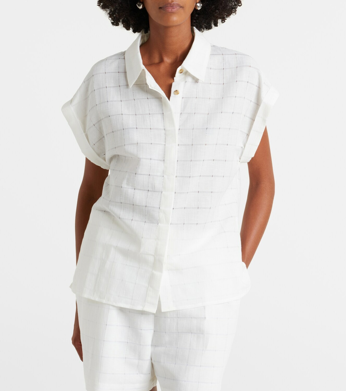 Asceno Andra linen and cotton checked shirt