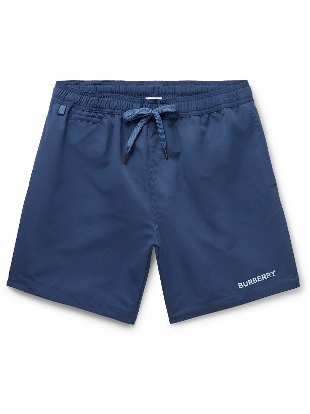 Photo: Burberry - Straight-Leg Long-Length Logo-Print Swim Shorts - Blue