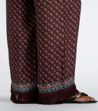 Dôen Lavona fringed silk-blend wide-leg pants