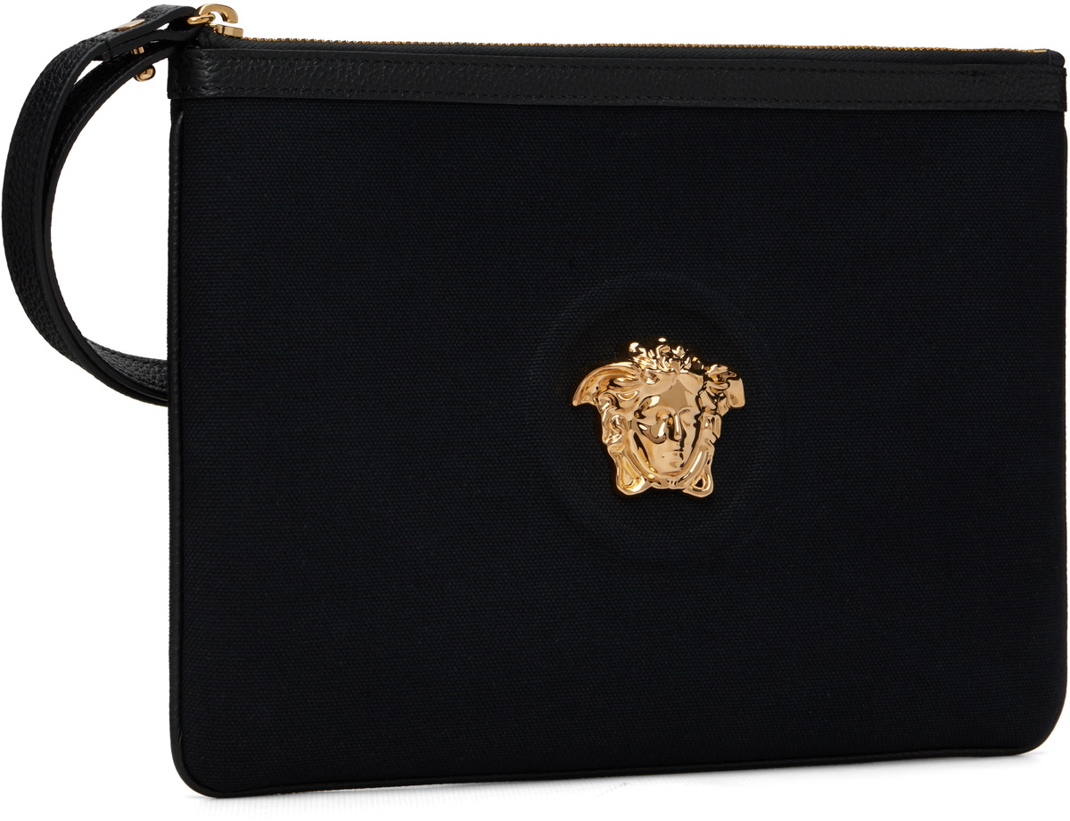 Versace Black 'La Medusa' Canvas Pouch