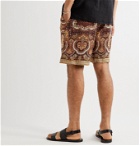 Nanushka - Doxxi Wide-Leg Printed Satin Drawstring Shorts - Brown