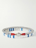 Roxanne Assoulin - Sky High Set of Two Silver-Tone and Enamel Beaded Bracelets