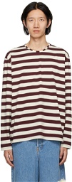 SUNNEI White & Burgundy Striped Long Sleeve T-Shirt