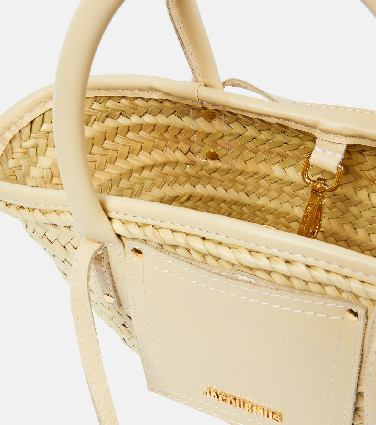 ヤシ カゴバッグ【JACQUEMUS】Le Petit Panier Jacquemus Cream Raffia and Leather Le Petit Panier Soleil