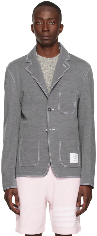 Photo: Thom Browne Gray Wool Blazer