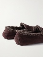 Manolo Blahnik - Kensington Shearling-Lined Suede Slippers - Brown