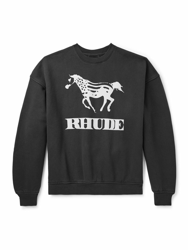Photo: Rhude - Dinero Logo-Print Cotton-Jersey Sweatshirt - Black