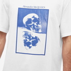 Alexander McQueen Men's Reflected Skull Print T-Shirt in White/Blue