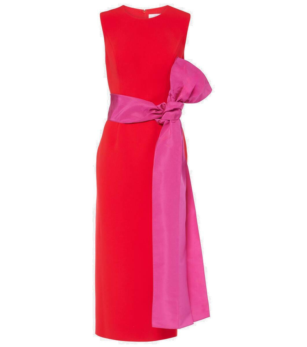 carolina herrera bow midi dress Poplin Midi Dress with Bow navy