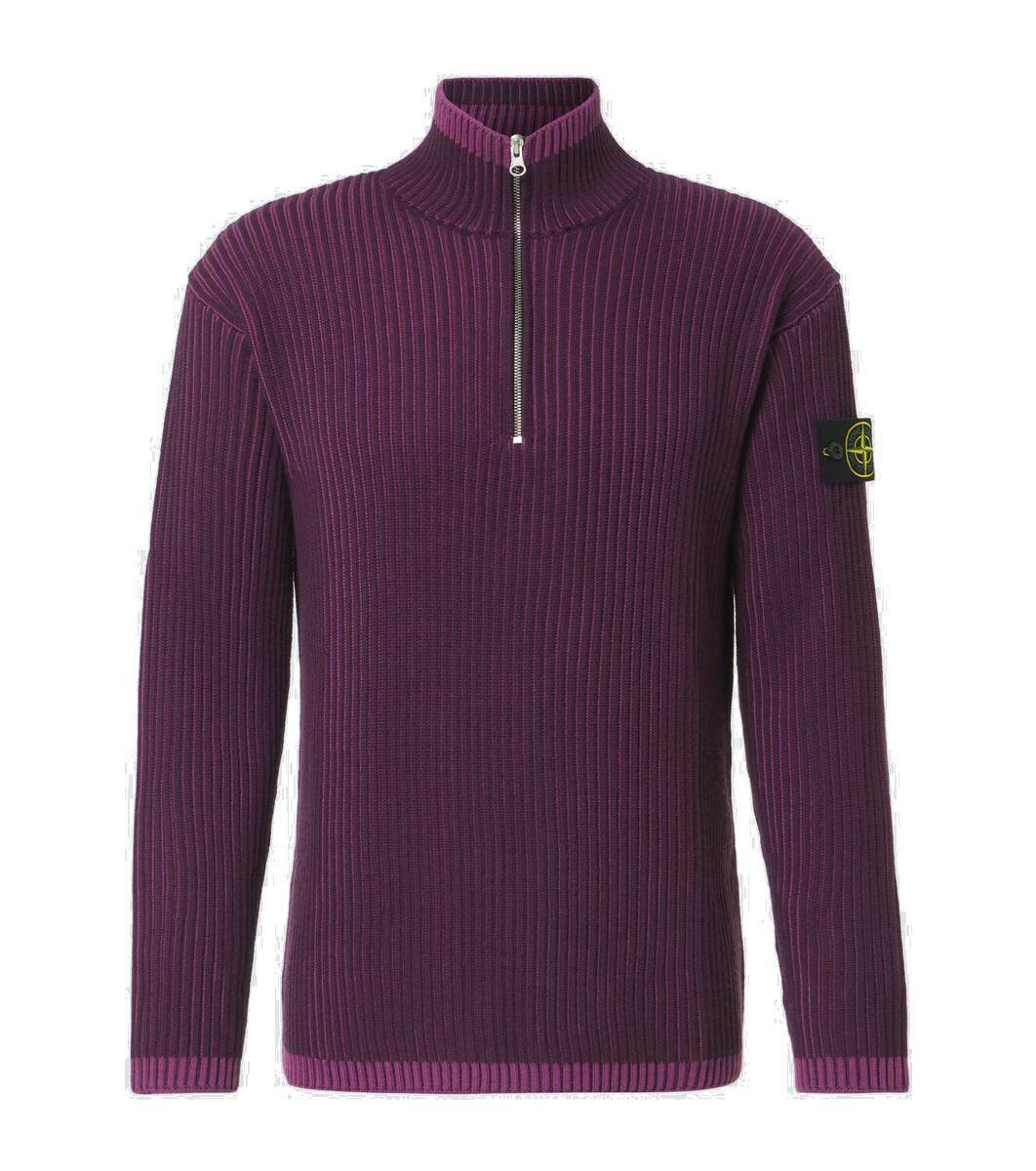 Burgundy stone island jumper on sale