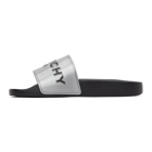 Givenchy Silver Logo Flat Sandals