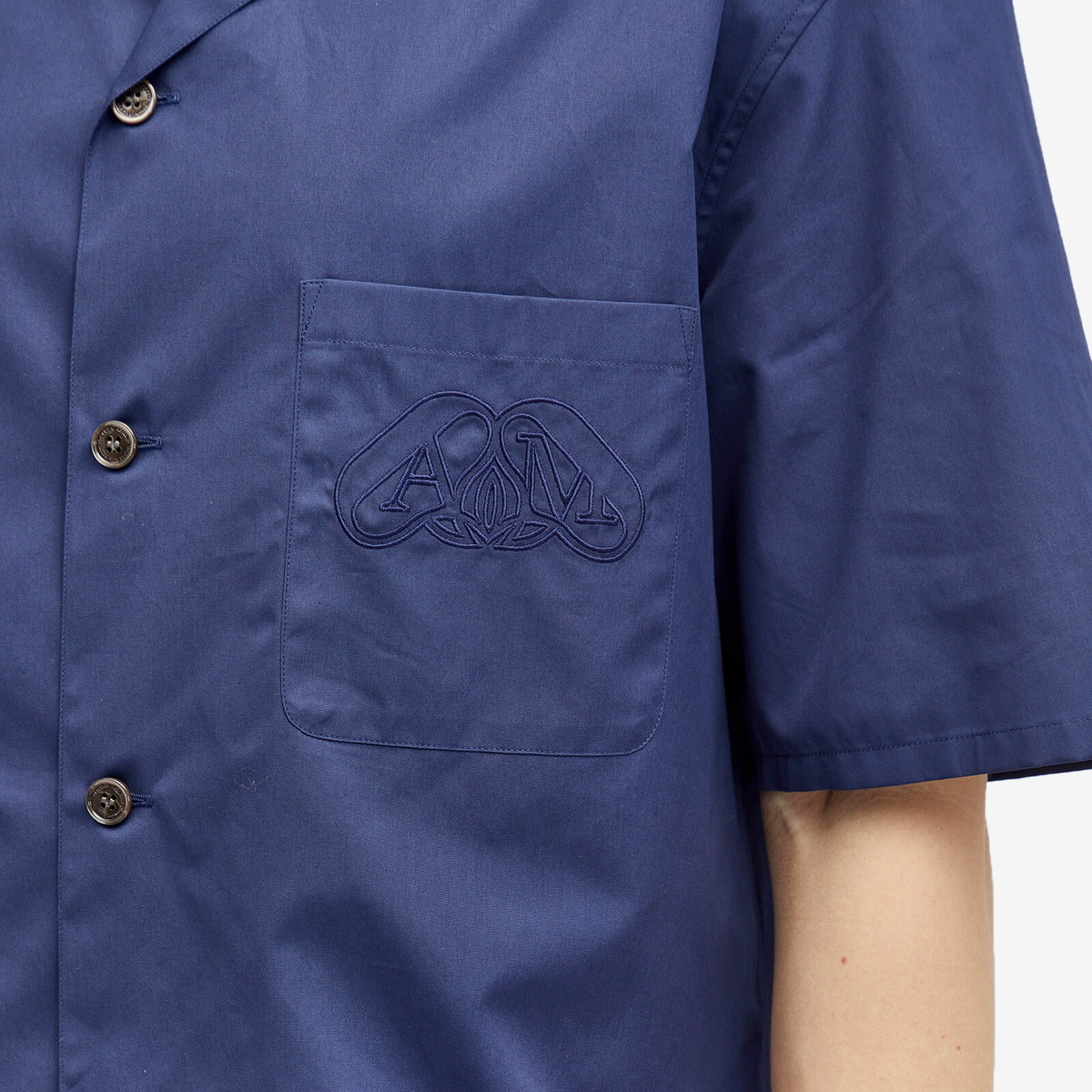 Alexander McQueen Men's Logo Vacation Shirt in Indigo Alexander