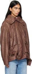 Calvin Klein Collection Brown Isa Leather Flight Jacket