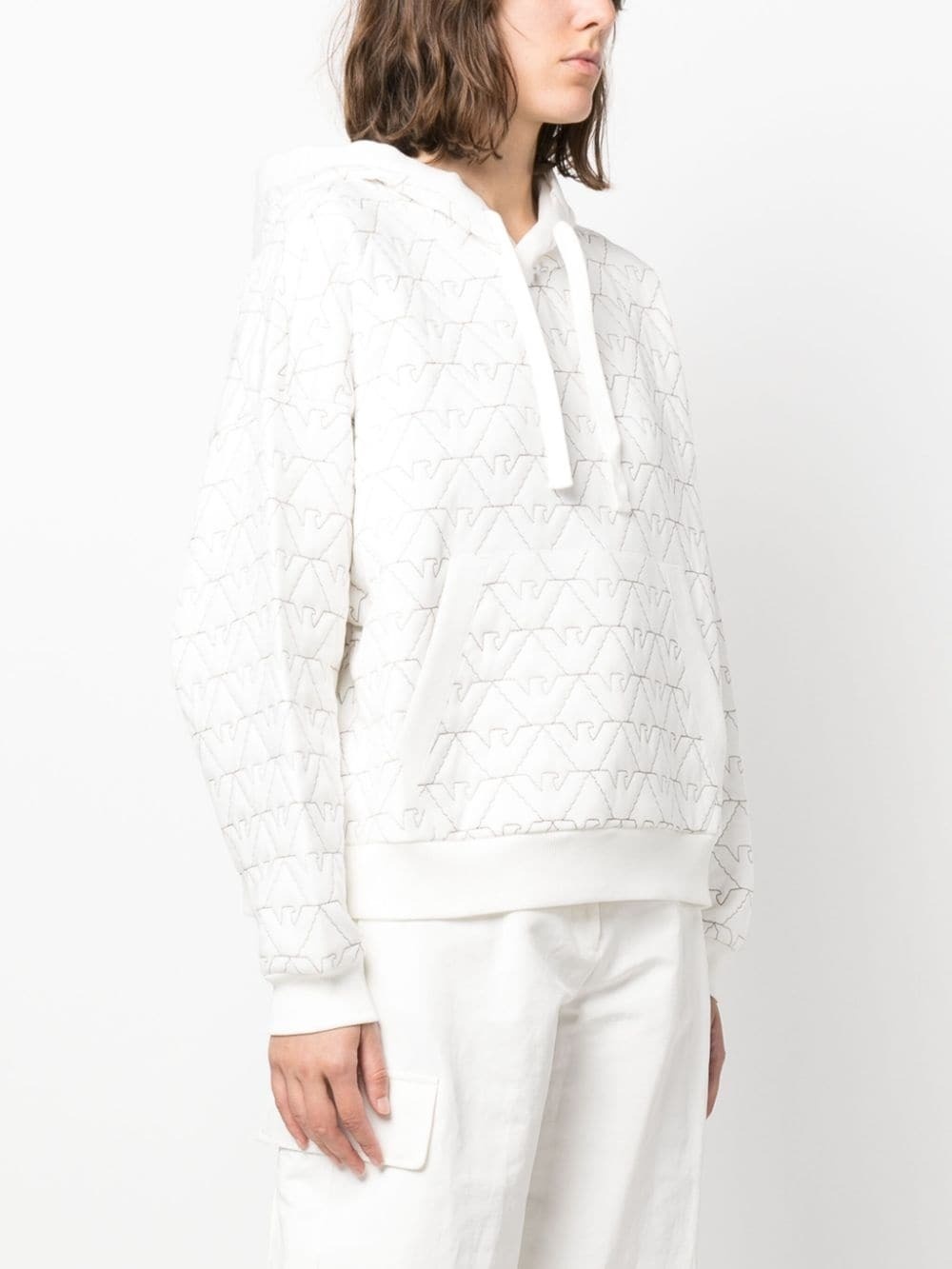 EMPORIO ARMANI - Cotton Blend Quilted Hoodie