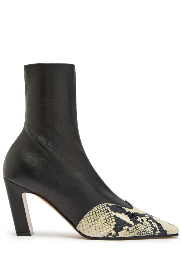 Photo: Khaite Nevada 85 Python-effect Leather Ankle Boots Black