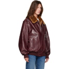 Rabanne Burgundy Textured Leather Bomber Jacket