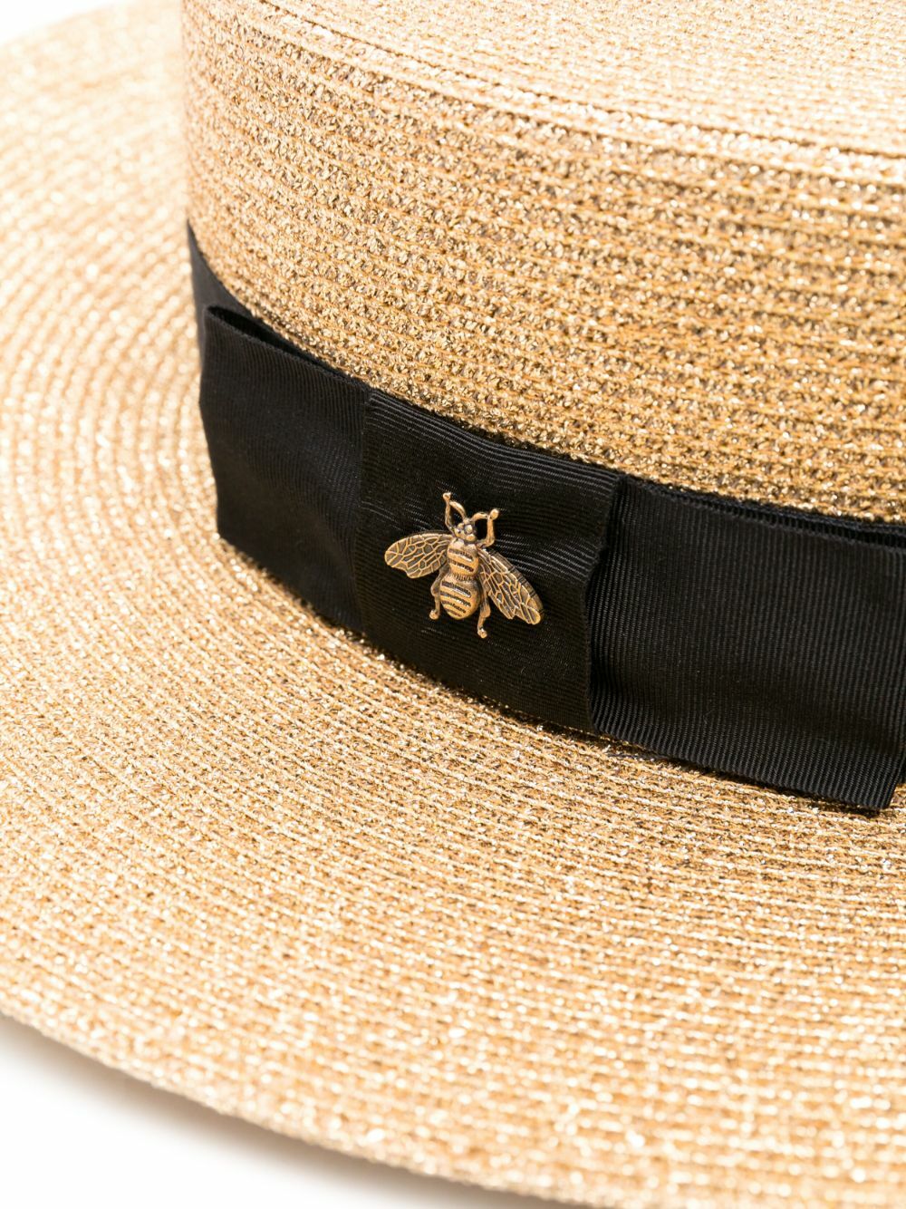 Gucci Neutral Straw Boater Hat Gucci