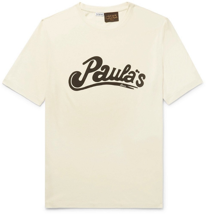 Photo: Loewe - Paula's Printed Cotton and Silk-Blend Jersey T-Shirt - Men - Cream