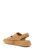 Tods Sandalo Leather-trim Raffia Flatform Sandals Camel