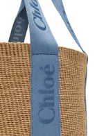 Chloe Woody Logo-embroidered Raffia Basket bag - Blue - One Size