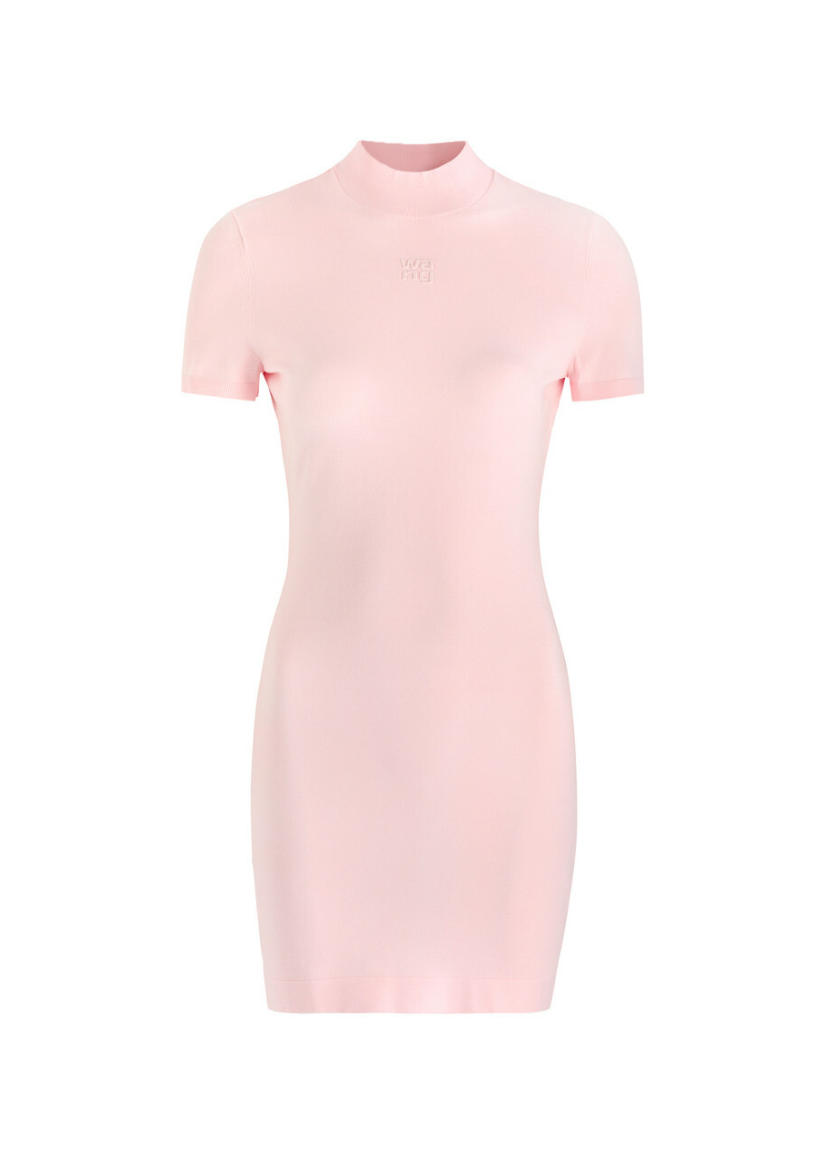 Alexanderwang.t Logo-embossed Knitted Mini Dress Pink