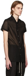 Rick Owens Black Semi-Sheer Golf Shirt