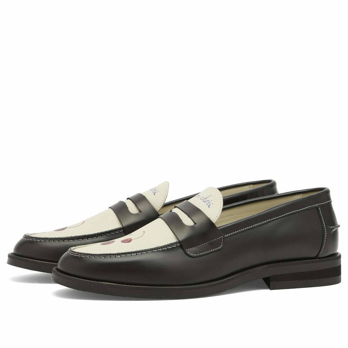 Duke + Dexter Men's Wilde Cherry Penny Loafer in Black/White
