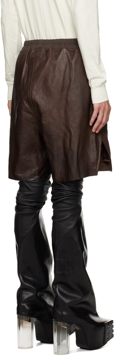 Rick Owens Brown Boxer Leather Shorts Rick Owens