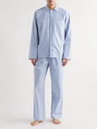 TEKLA - Striped Cotton-Poplin Pyjama Shirt - Blue