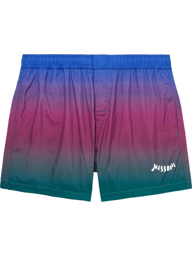 Photo: Missoni - Straight-Leg Mid-Length Logo-Print Degradé Swim Shorts - Purple