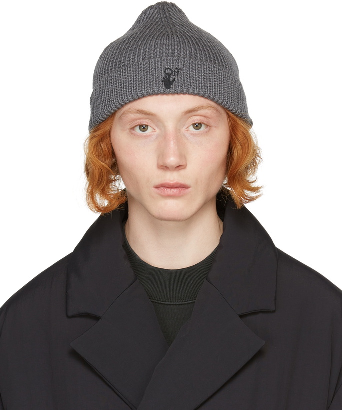 Photo: Off-White Grey Wool Hand Off Beanie