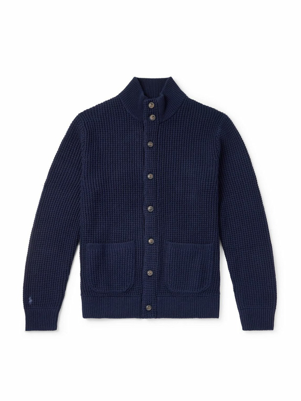 Photo: Polo Ralph Lauren - Waffle-Knit Wool and Cotton-Blend Cardigan - Blue