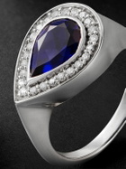 42 Suns - 14-Karat White Gold, Laboratory-Grown Sapphire and Diamond Ring - Blue