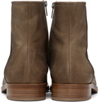 Common Projects Taupe Waxed Leather Zipper Boots