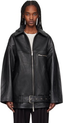 REMAIN Birger Christensen Black Oversize Leather Jacket