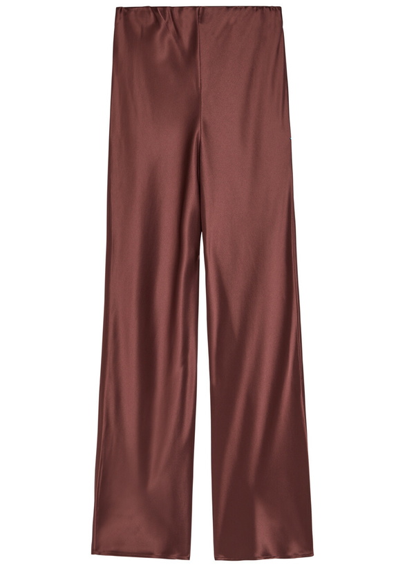 Photo: Shona Joy Savanna Straight-leg Satin Trousers Brown