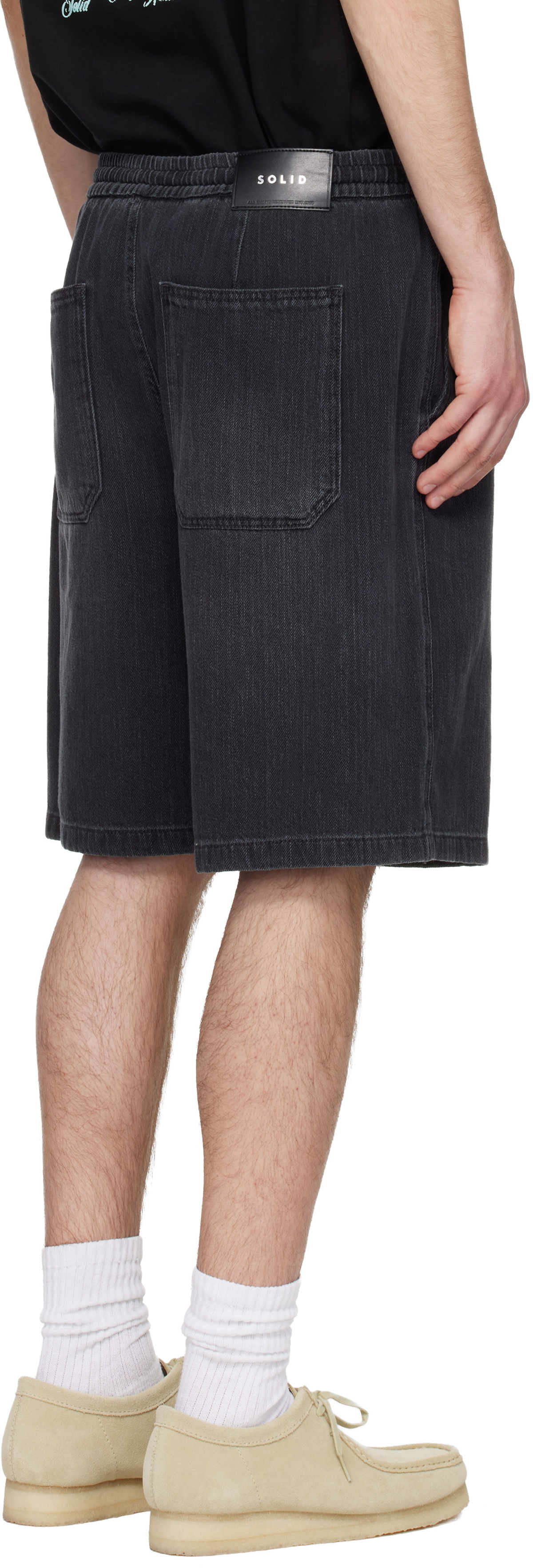 Solid Homme Gray Drawstring Denim Shorts