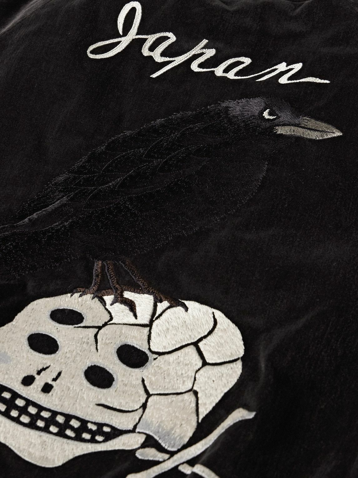 KAPITAL - Souvenir Padded Embroidered Cotton-Velvet Bomber Jacket - Black