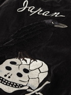 KAPITAL - Souvenir Padded Embroidered Cotton-Velvet Bomber Jacket - Black