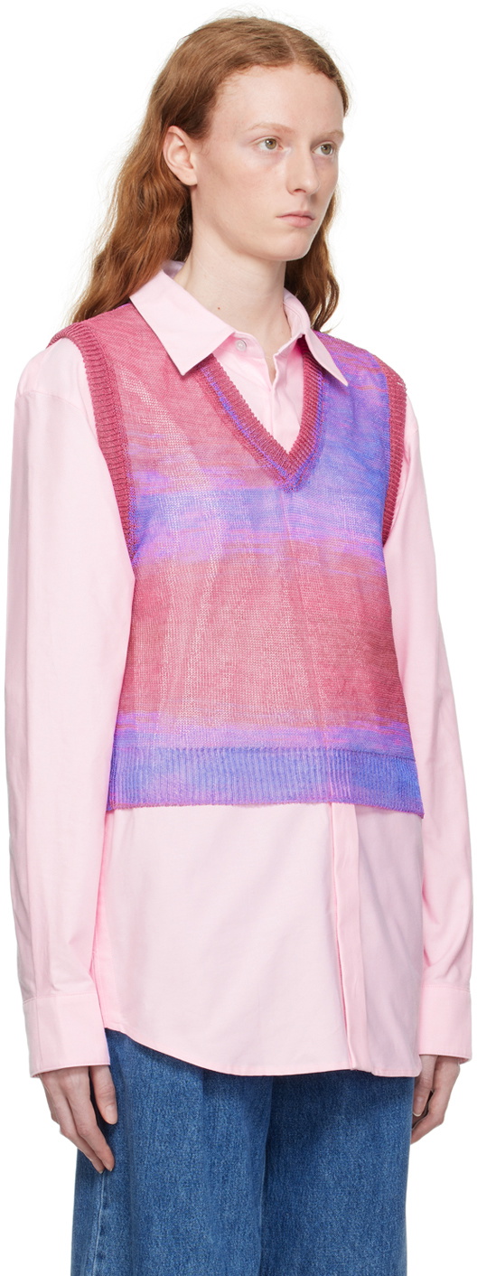 Wooyoungmi Pink Gradient Stripe Vest