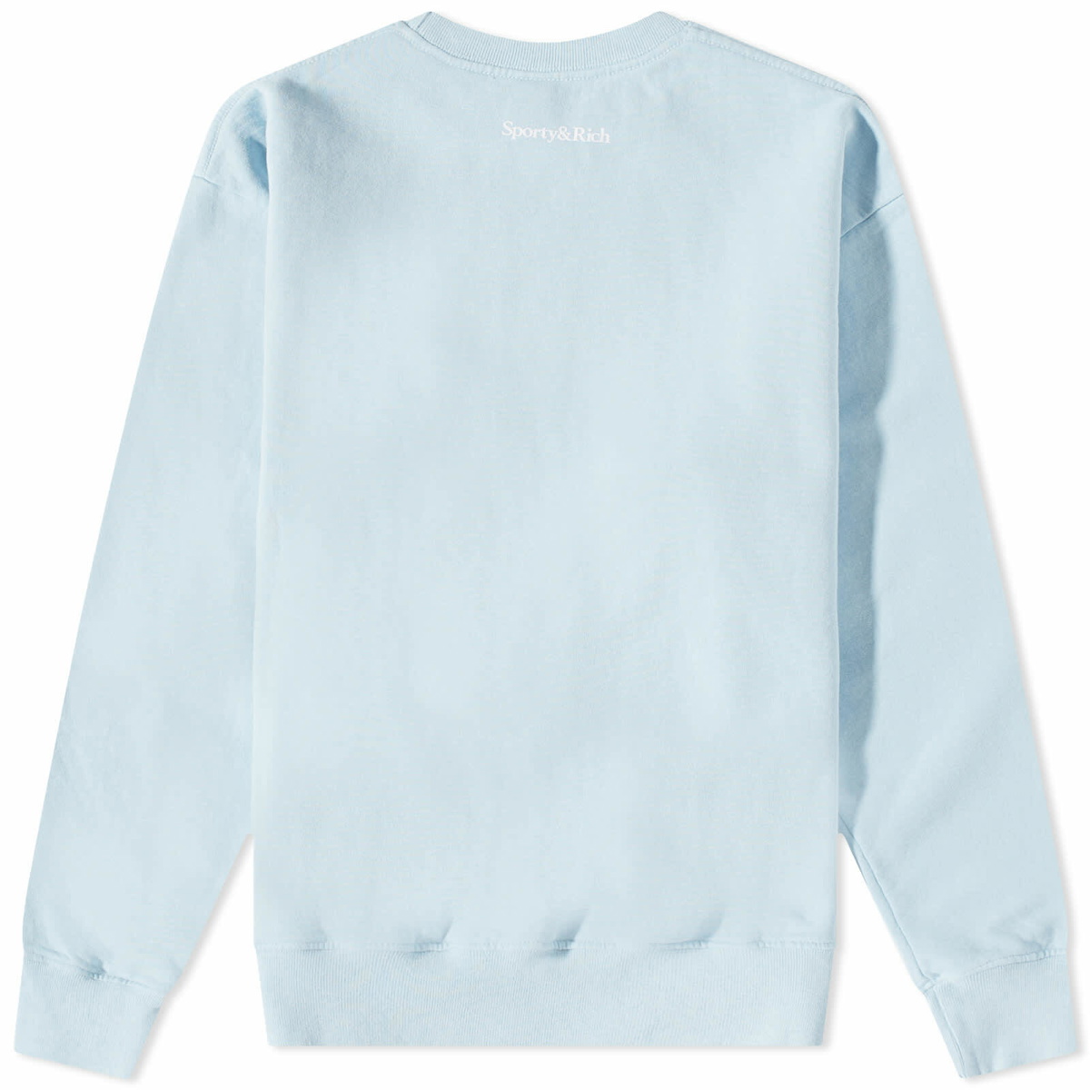 Sporty & Rich Wellness Club Flocked Sweater in Baby Blue/White 
