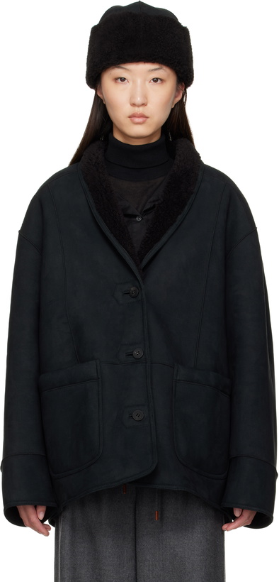 Photo: LE17SEPTEMBRE Black Shawl Collar Faux-Shearling Jacket