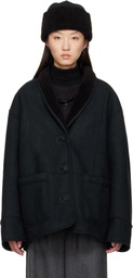 LE17SEPTEMBRE Black Shawl Collar Faux-Shearling Jacket