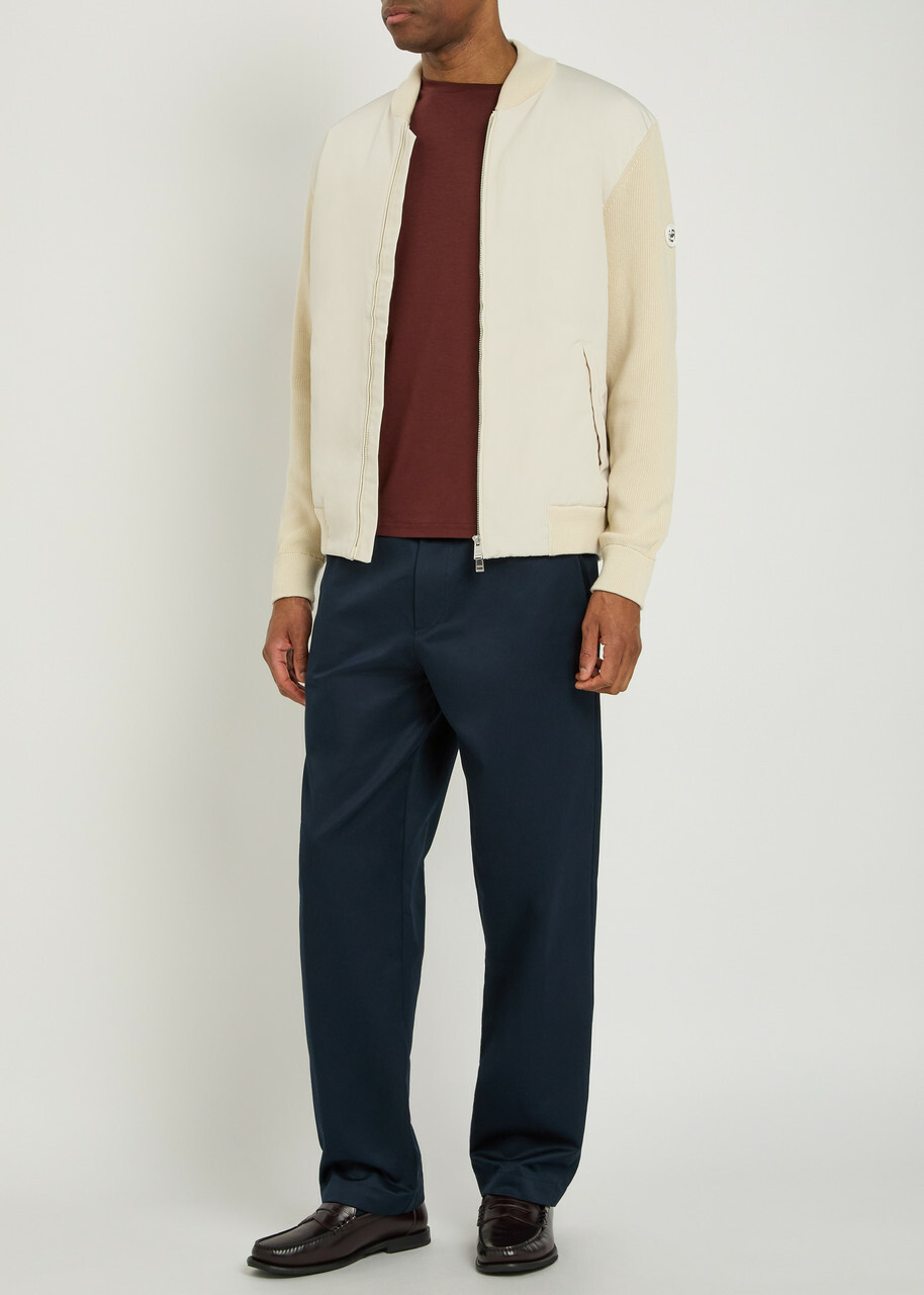 Boss Quilted Knit Cotton and Shell Jacket Beige