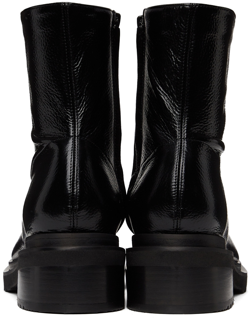 BY FAR Black Grained Leather Kah Boots By Far