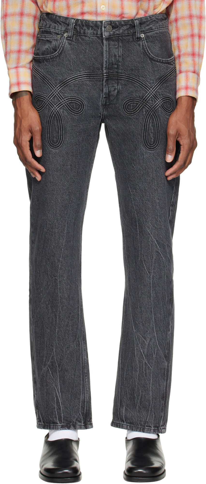 Stefan Cooke Black Braided Jeans