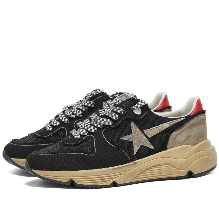 Photo: Golden Goose Men's Running Sole Sneakers in Black/Military Green/Red